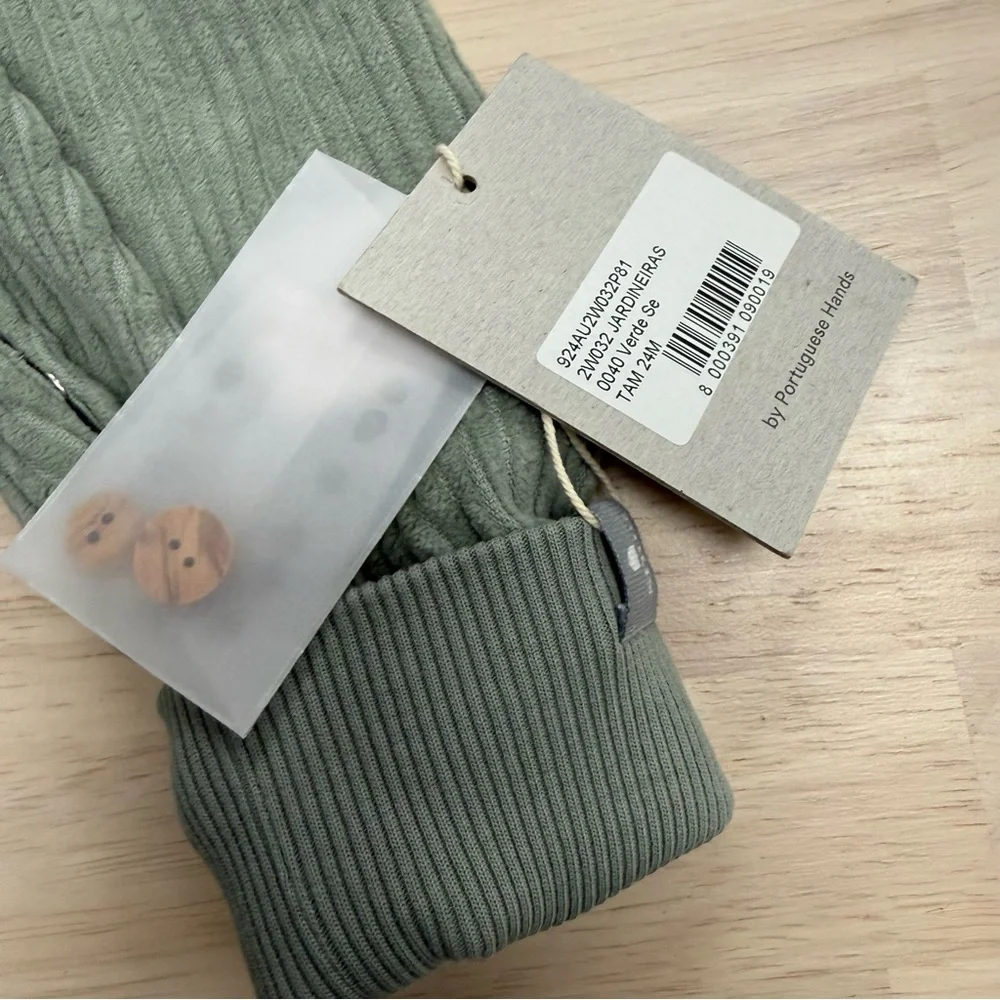 New! Snug green soft cord overalls